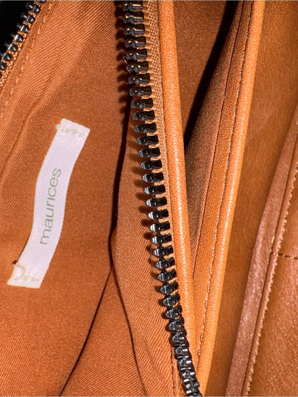 Maurices Rusty Tan Crossbody Tote with Black Zipper